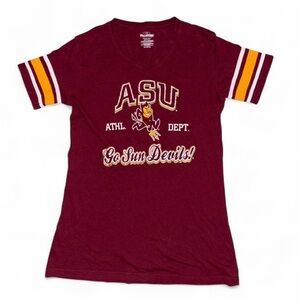 Arizona State University Burgundy & Yellow V-Neck T-Shirt